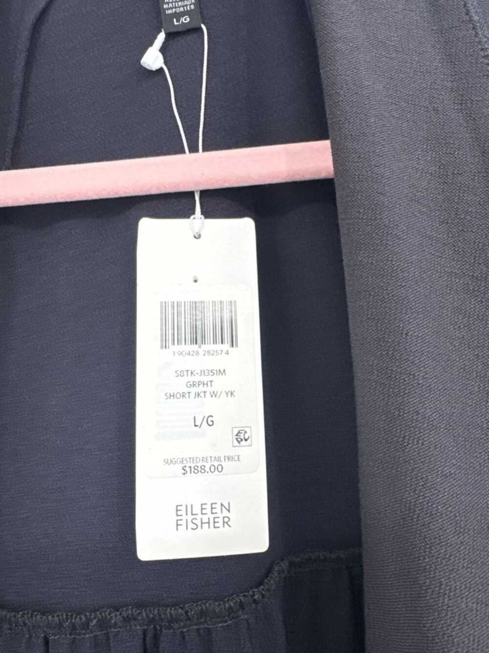 Eileen Fisher Womens gray Short Jacket Open Front crepe knit size large New $188 - Picture 3 of 5